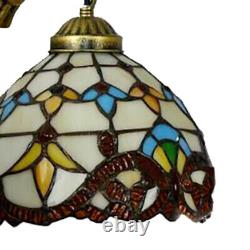 2-Light Stained Glass Wall Sconce Lamp Tiffany Mermaid Vanity Fixture Wall Light