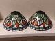 2 Tiffany Style Stained Glass Tulip Lamp Shade Orange Floral Pair