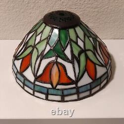 2 Tiffany Style Stained Glass Tulip Lamp Shade Orange Floral Pair