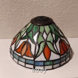 2 Tiffany Style Stained Glass Tulip Lamp Shade Orange Floral Pair