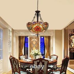 20 Inverted Colorful Chandelier 5-Lights Tiffany Stained Glass Pendant Lamps