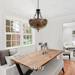 20 Inverted Colorful Chandelier 5-Lights Tiffany Stained Glass Pendant Lamps