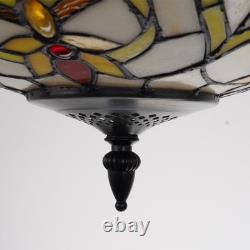 20 Inverted Colorful Chandelier 5-Lights Tiffany Stained Glass Pendant Lamps