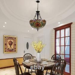 20 Inverted Colorful Chandelier 5-Lights Tiffany Stained Glass Pendant Lamps