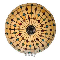 20'' Tiffany Style Chandelier Peacock Stained Glass Pendant Lamp Hanging Light
