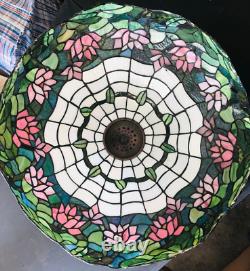 20 Tiffany Style Lamp Shade-Stained Glass Design-Rhododendrons-Vintage