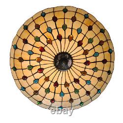 20'' Tiffany Style Vintage Chandelier Stained Glass Pendant Lamp Hanging Light