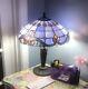 20 Tiffany Style Stained Glass Doub Lavender Purple Victorian Accent Table Lamp