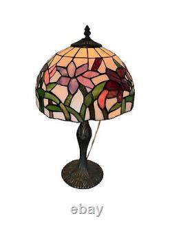 20 Vintage Stained Glass Tiffany Style Table Lamp Works Well Free Shipping