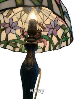 20 Vintage Stained Glass Tiffany Style Table Lamp Works Well Free Shipping