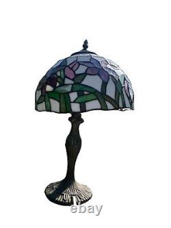 20 Vintage Stained Glass Tiffany Style Table Lamp Works Well Free Shipping