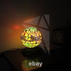 2023 New Home Decor Tiffany Style Stained Glass Mini Globe Dragonfly Table Lamp