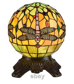 2023 New Home Decor Tiffany Style Stained Glass Mini Globe Dragonfly Table Lamp