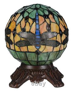 2023 New Home Decor Tiffany Style Stained Glass Mini Globe Dragonfly Table Lamp