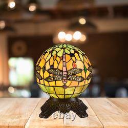 2023 New Home Decor Tiffany Style Stained Glass Mini Globe Dragonfly Table Lamp