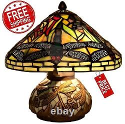 2023 New Tiffany Style Stained Glass Mini Dragonfly Table Lamp With Mosaic Base