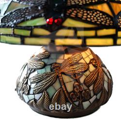 2023 New Tiffany Style Stained Glass Mini Dragonfly Table Lamp With Mosaic Base