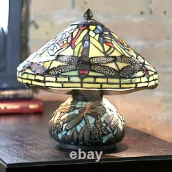 2023 New Tiffany Style Stained Glass Mini Dragonfly Table Lamp With Mosaic Base