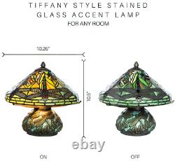 2023 New Tiffany Style Stained Glass Mini Dragonfly Table Lamp With Mosaic Base