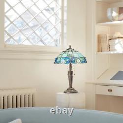 20H Jasmine Blue & Green Stained Glass Table Lamp