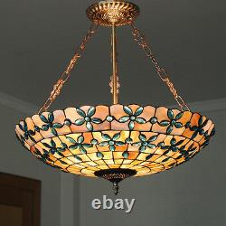20Tiffany Style Stained Glass Pendant Lamp Handcrafted Drum Chandelier Light