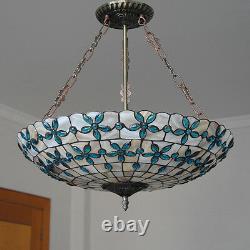 20Tiffany Style Stained Glass Pendant Lamp Handcrafted Drum Chandelier Light