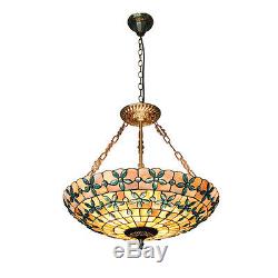 20Tiffany Style Stained Glass Pendant Lamp Handcrafted Drum Chandelier Lighting