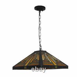 21.6 Tiffany Style Chandelier Stained Glass Ceiling Pendant Lamp Hanging Light