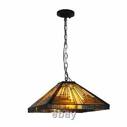 21.6 Tiffany Style Stained Glass Pendant Lamp Chandelier Hanging Ceiling Light