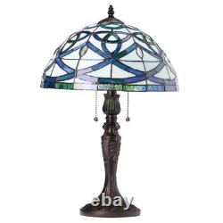 21H Trinity Ring Stained Glass Cream Dome Shade Table Lamp