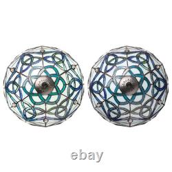 21H Trinity Ring Stained Glass Cream Dome Shade Table Lamp