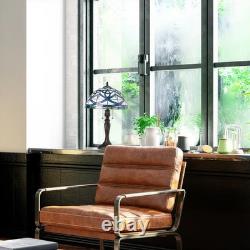 21H Trinity Ring Stained Glass Cream Dome Shade Table Lamp