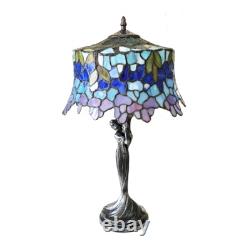 22 Antique Vintage Style Stained Glass Wisteria Floral Table Lamp