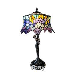 22 Antique Vintage Style Stained Glass Wisteria Floral Table Lamp