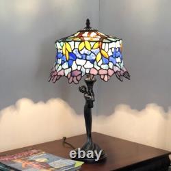 22 Antique Vintage Style Stained Glass Wisteria Floral Table Lamp