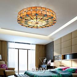 23 Inch Ceiling Light Tiffany Style Stained Glass Shade Flush Mount Ceiling Lamp