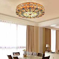 23 Inch Ceiling Light Tiffany Style Stained Glass Shade Flush Mount Ceiling Lamp