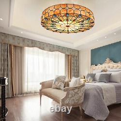 23 Inch Ceiling Light Tiffany Style Stained Glass Shade Flush Mount Ceiling Lamp