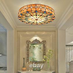 23 Inch Ceiling Light Tiffany Style Stained Glass Shade Flush Mount Ceiling Lamp