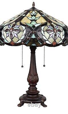 23 Tiffany Style Victorian Stained Glass Double Lit Table Accent Reading Lamp