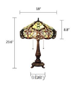 23 Tiffany Style Victorian Stained Glass Double Lit Table Accent Reading Lamp