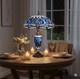 24 Tiffany Stained Glass Blue Dragonfly Table Lamp Vintage American Design