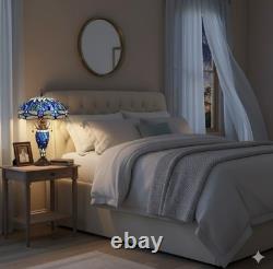 24 Tiffany Stained Glass Blue Dragonfly Table Lamp Vintage American Design