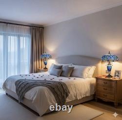 24 Tiffany Stained Glass Blue Dragonfly Table Lamp Vintage American Design