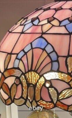 24 Tiffany style Stained Glass Classy Pink Victorian Accent Table Lamp