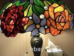 24 Tiffany style Stained Glass Rose Garden Victorian Accent Table Lamp