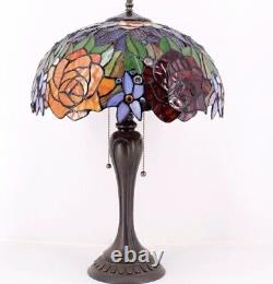 24 Tiffany style Stained Glass Rose Garden Victorian Accent Table Lamp