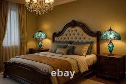 24 Vintage Tiffany Stained Glass Table Lamp 3-Light