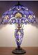 24double-lit Victorian Purple Passion Stained Glass Tiffany Style Table Lamp