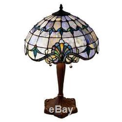 25inch H Blue Allistar Stained Glass Table Lamp Light Decor River of Goods